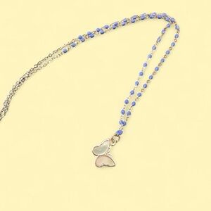 Silver and Blue Butterfly Pendant Necklace